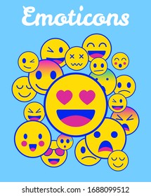 Emoji icons set. Emoticon for messenger, social media, web. Flat design. Vector illustration