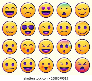 Emoji Icons Set Emoticon Messenger Social Stock Vector (Royalty Free ...