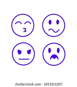 Emoji icons set. Emoticon for messenger, social media, web. Flat design. Vector illustration
