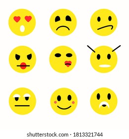 Emoji icons set. Emoticon for messenger, social media, web. Flat design. Vector illustration 10