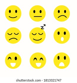 Emoji icons set. Emoticon for messenger, social media, web. Flat design. Vector illustration 10