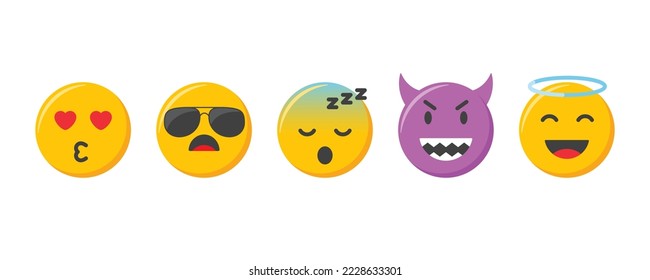 Emoji icons set. Emoticons collection vector illustration.