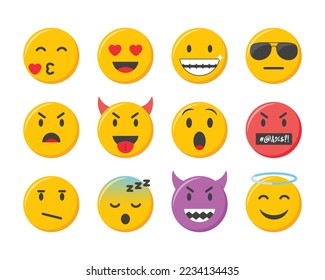 Emoji icons set. Emoticons collection vector illustration.