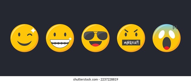 Emoji icons set. Emoticons collection vector illustration.