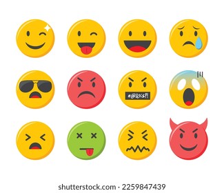 Emoji icons set. Emoticons collection vector illustration