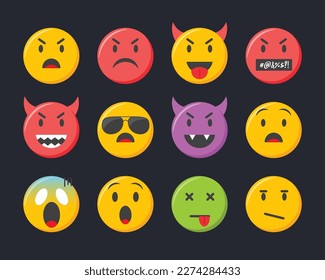 Emoji icons set. Emoticons collection vector illustration.