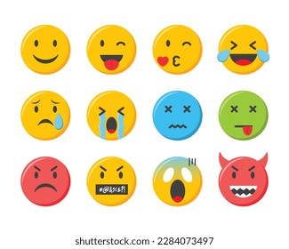 Emoji icons set. Emoticons collection vector illustration.