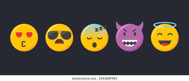 Emoji icons set. Emoticons collection vector illustration.