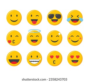 Emoji icons set. Emoticons collection vector illustration.