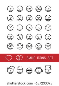 Emoji icons set. Emotions and characters. Elements for your design works. Vector illustration.