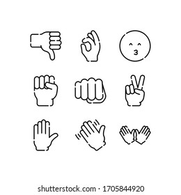 Emoji icons set line - vector