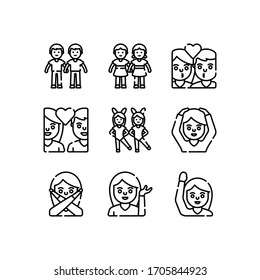 Línea de conjunto de iconos Emoji - vector