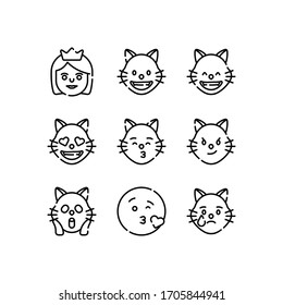 Emoji icons set line - vector