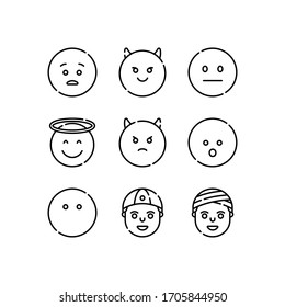 Emoji icons set line - vector