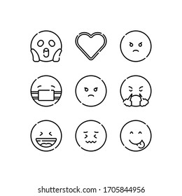 Emoji icons set line - vector
