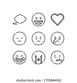 Emoji icons set line - vector