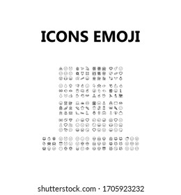 Emoji icons set line vector