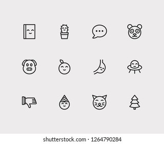 Emoji icons. Set of thumb down, cute read and cute cat vector sign symbols. Vector illustration of gesture emoticons set for logo web mobile design.