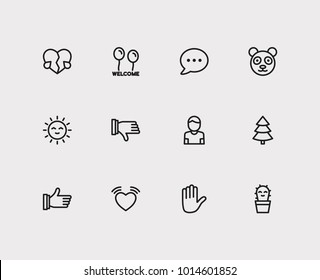 Emoji icons. Set of emoji thumb up, emoji hand, cute cactus emoji vector sign symbols. Vector illustration of pretty emoticons set for logo web mobile design.