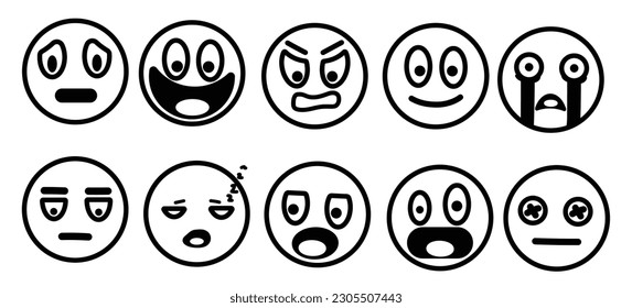 Emoji iconos set.Los iconos de expresión se establecen.