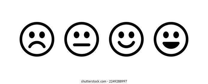 emoji icons vector design. Bad and Good Review. Happy and Sad reaction.	