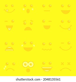 Emoji icons yellow vector pattern background. Smiling emoticons symbol for holday or birthday seamless background. World Smile Day, October 1