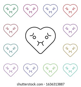 Emoji illness multi color style icon. Simple thin line, outline vector of heart emotions icons for ui and ux, website or mobile application