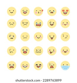 Emoji illustrations, a variety of cute human emotions elements