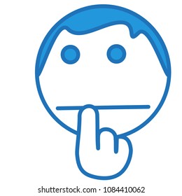 emoji with indecisive character that is unsure what to think about current situation with a bit puzzled & confused face touching his lips with index finger while trying to decide what to do, vector