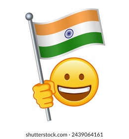 Emoji with India flag Large size of yellow emoji smile