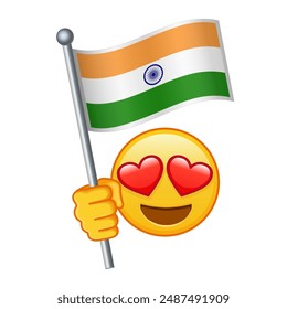 Emoji con la bandera de la India tamaño Grande de la sonrisa amarilla del emoji