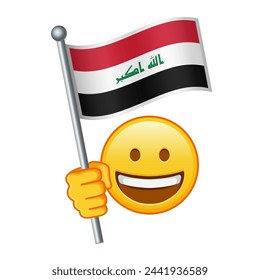 Emoji with Iraq flag Large size of yellow emoji smile