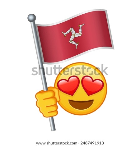 Emoji with Isle of Mann flag Large size of yellow emoji smile