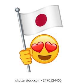 Emoji with Japan flag Large size of yellow emoji smile
