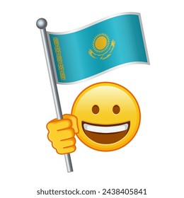 Emoji with Kazakhstan flag Large size of yellow emoji smile