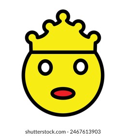 Diseño de iconos llenos de línea de Vector rey emoji