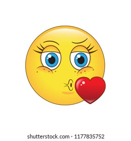 Emoji kiss face vector isolated on white background. Emoji kiss face for web site, app, ui and t shirt. Vector illustration