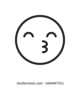 emoji kiss, linear icon. Editable stroke