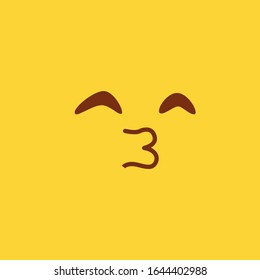 Emoji kiss in yellow background. Flat style