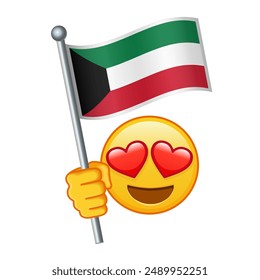 Emoji with Kuwait flag Large size of yellow emoji smile