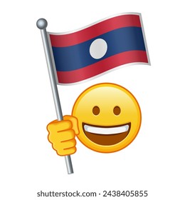 Emoji with Laos flag Large size of yellow emoji smile