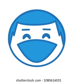 emoji with laughing out loud face with wide open smiling mouth and smirking eyes that represent lol or lmao facial expression, simple hand drawn emoticon, ball or circle shaped face, eps 10