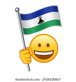 Emoji with Lesotho flag Large size of yellow emoji smile