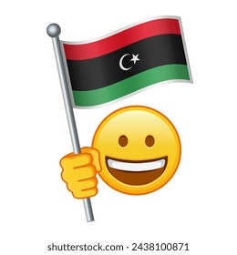 Emoji with Libya flag Large size of yellow emoji smile