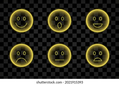 Emoji with light effect set graphic resources for halloween emoticon neon bright collection