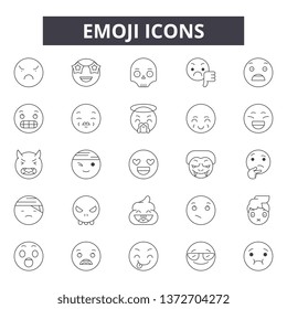 Emoji line icons, signs, vector set, outline illustration concept 