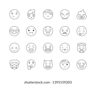 Emoji line icons, signs, vector set, outline illustration concept 