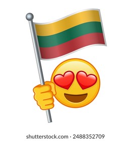 Emoji with Lithuania flag Large size of yellow emoji smile