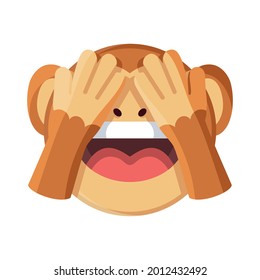 Emoji Of A Little Monkey Covered Eyes Vector Illustration