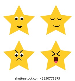 emoji logo bundle, emoji logo.vector icon or logo bundle with cheerful expression, Happy Smile Logos Design Element Stock Vector Illustration Template, t-shirt design.Happy, lovely,emoji star set.